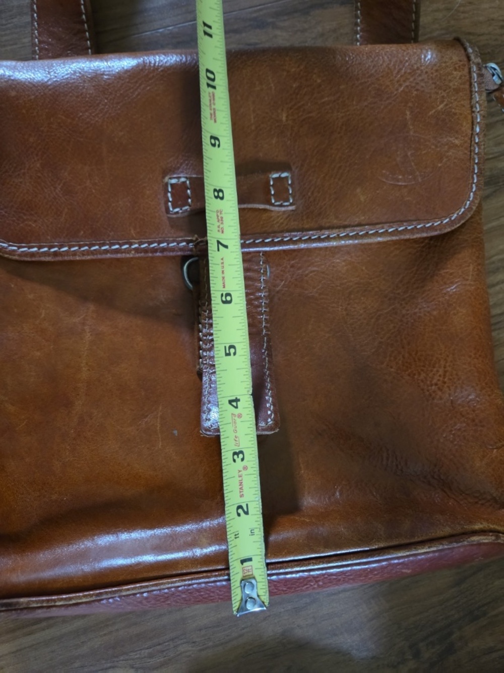 Genuine Alessia Italian Leather Brown Saddle Messenger Bag - Picture 14 of 15